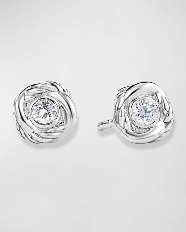 Infinity Diamond Stud Earrings in 18k White Gold