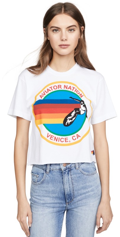 Aviator Nation Signature Boyfriend Tee White