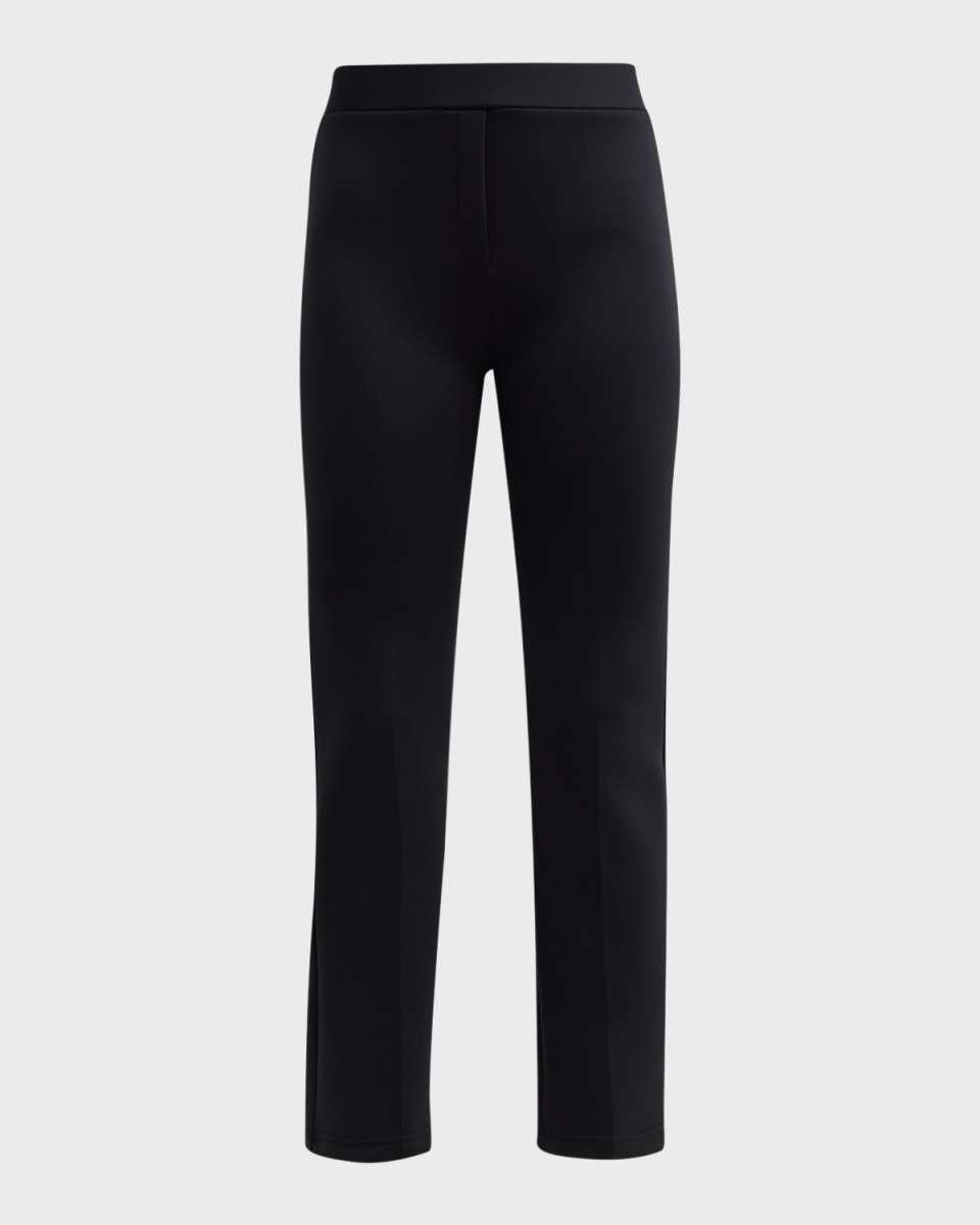 Cropped Flare Neoprene Trousers with Front Creas