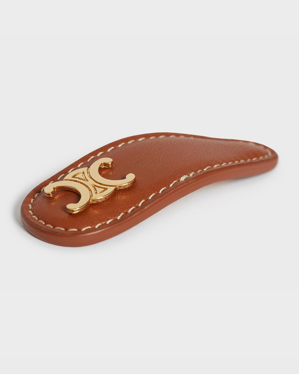 Logo Brass Calfskin Hair Clip