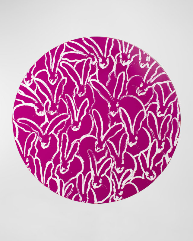 Rabbit Run 15" Round Lacquer Placemat, Fuchsia
