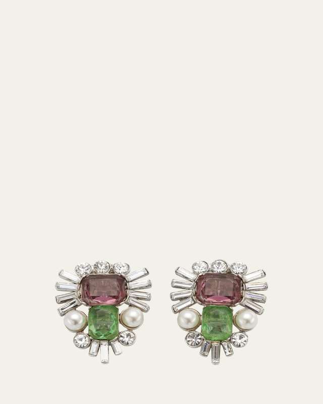 Pearly and Crystal Clip-On Earrings