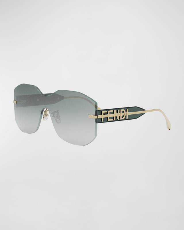Fendigraphy Rimless Geometric Nylon & Metal Shield Sunglasses