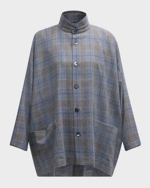 Wide Longer Back Double Stand Collar Jacket (Long Length)