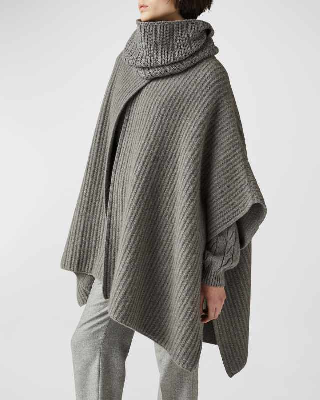 Mant Waipara Turtleneck Cashmere Knit Poncho