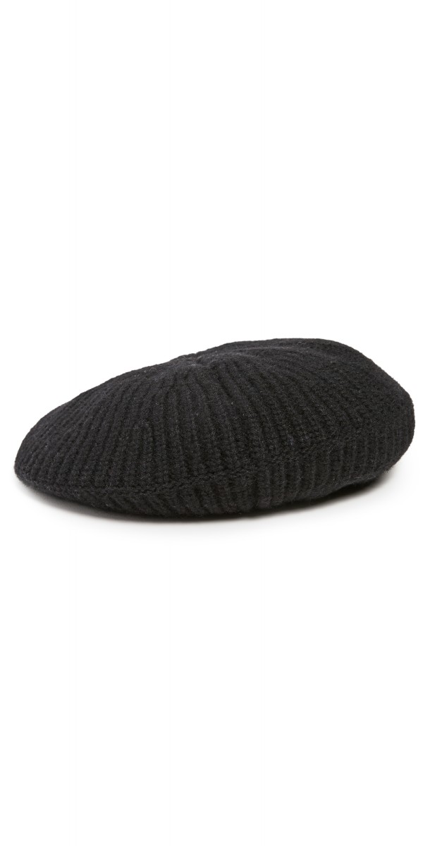 GANNI Rib Knit Beret Black