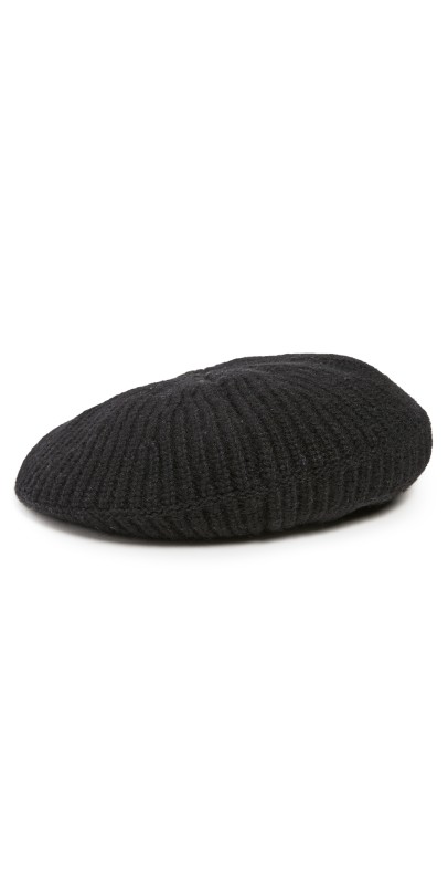 GANNI Rib Knit Beret Black