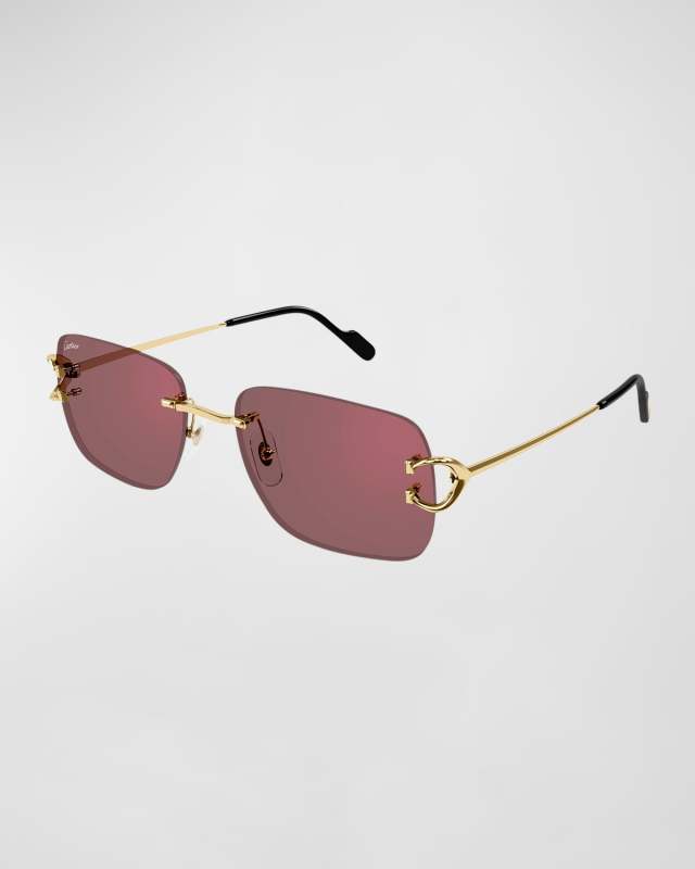 Signature C Metal Rectangle Sunglasses