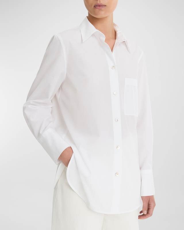 Relaxed Straight Cotton Button-Front Shirt