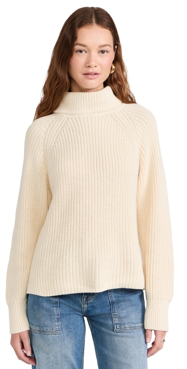 Alex Mill Nora Turtleneck Sweater in Cashmere Cotton Cream