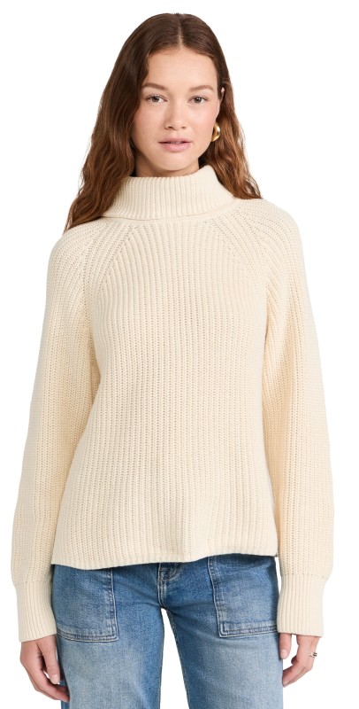 Alex Mill Nora Turtleneck Sweater in Cashmere Cotton Cream