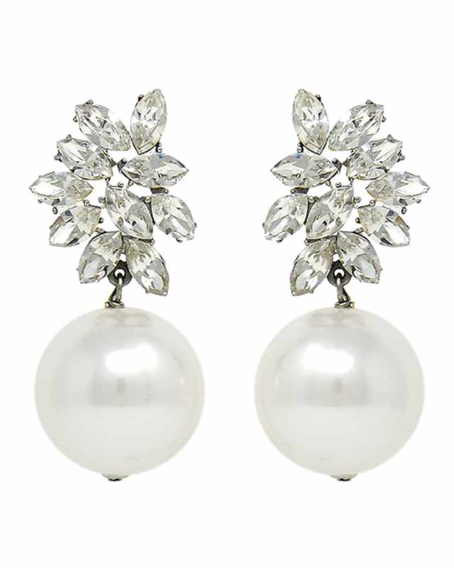 24k Gold Electroplate Crystal Pearl Earrings
