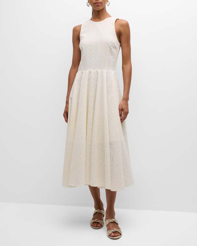 Sleeveless Eyelet Midi Dress