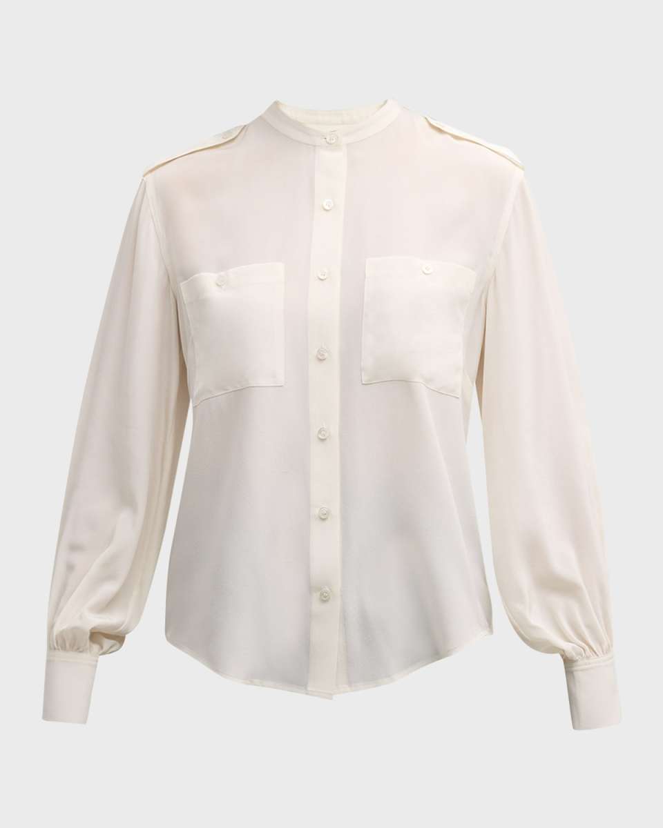 Cynthia Silk Button-Front Top