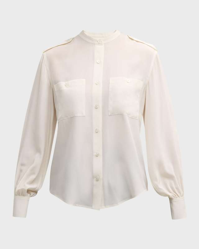 Cynthia Silk Button-Front Top