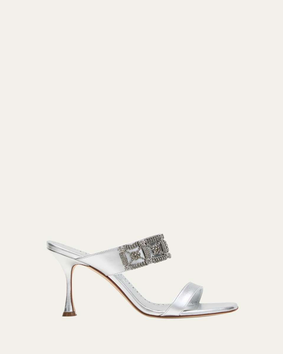 Larapa Embellished Metallic Slide Sandals