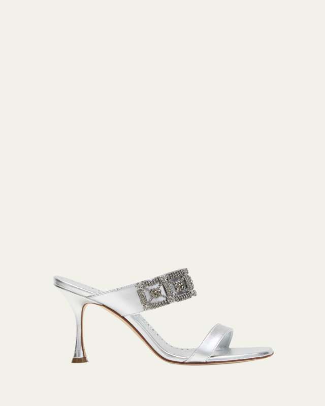 Larapa Embellished Metallic Slide Sandals