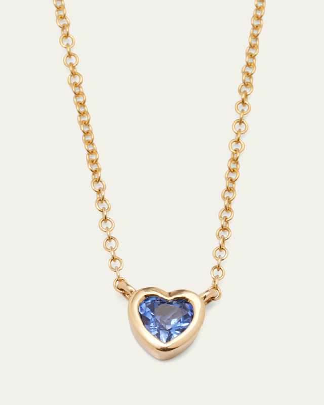14K Blue Sapphire Heart Necklace