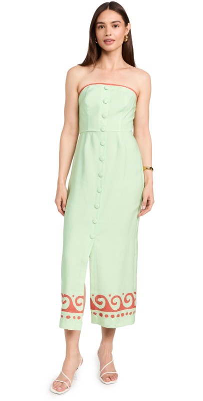 KITRI Gilda Pistachio Wave Print Midi Dress Pistachio