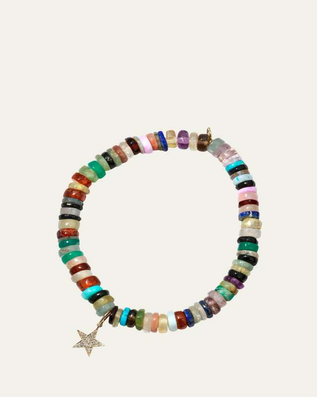 6mm Multicolor Opal and Diamond Star Bracelet
