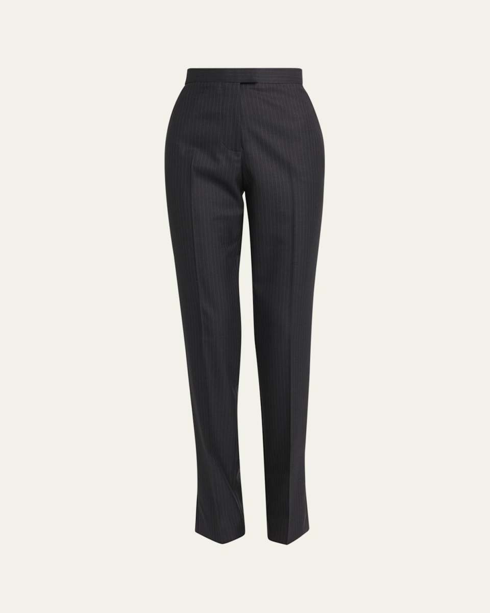 Straight-Leg Wool Pinstripe Trousers