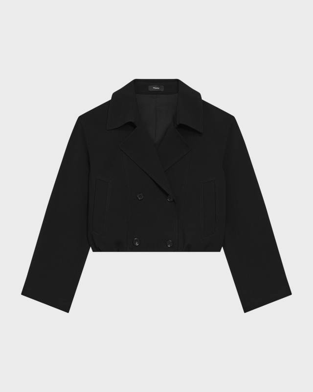 Oversized Double-Breasted Crop Trench Coat