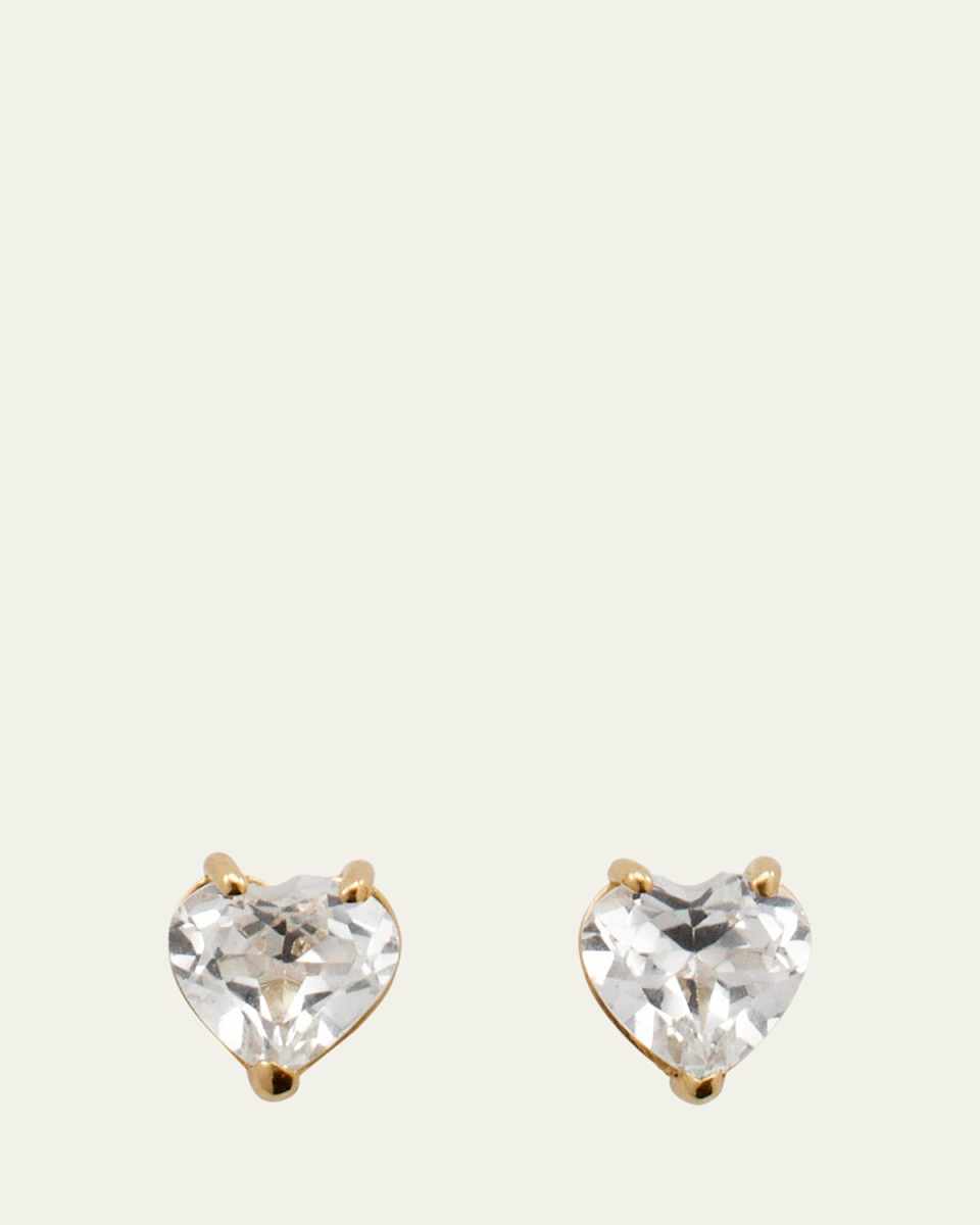 18k Yellow Gold Tiny Topaz Heart Stud Earrings