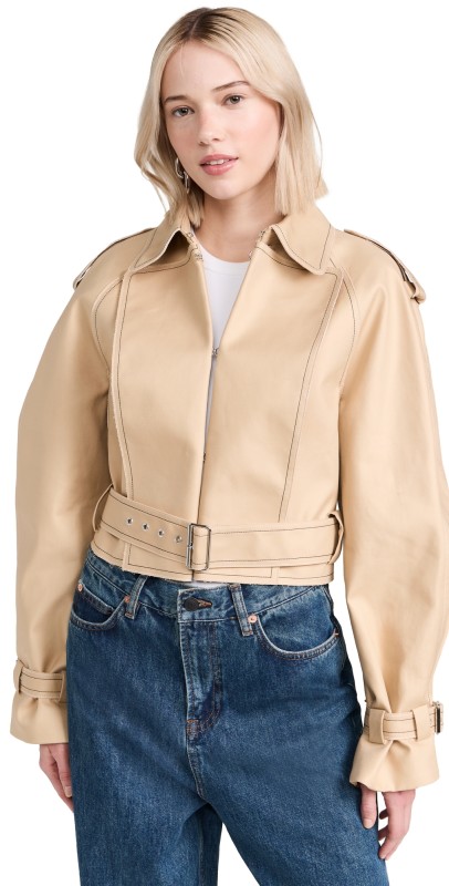 Victoria Beckham Belted Short Trench Jacket Honey