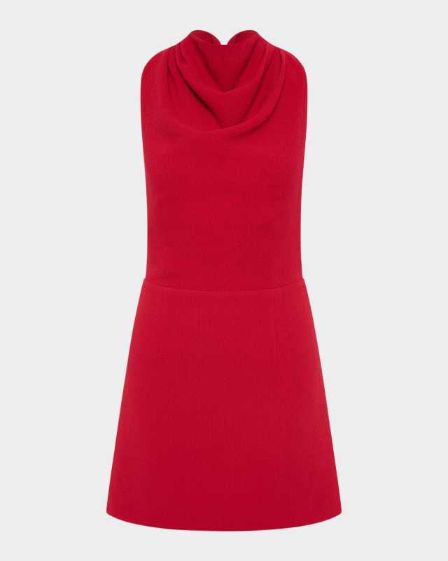Akari Cowl-Neck Twist Back Mini Dress