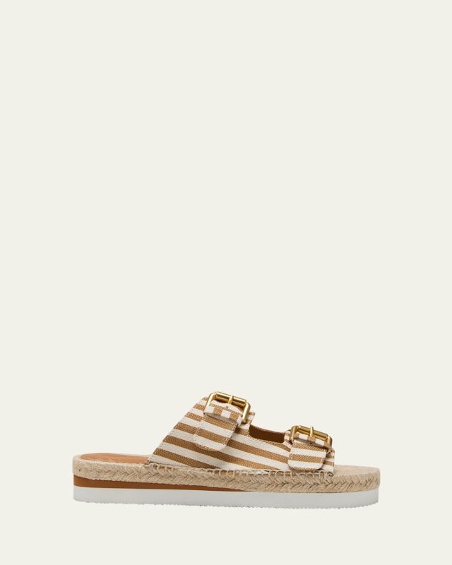 Glyn Stripe Dual-Buckle Espadrille Sandals