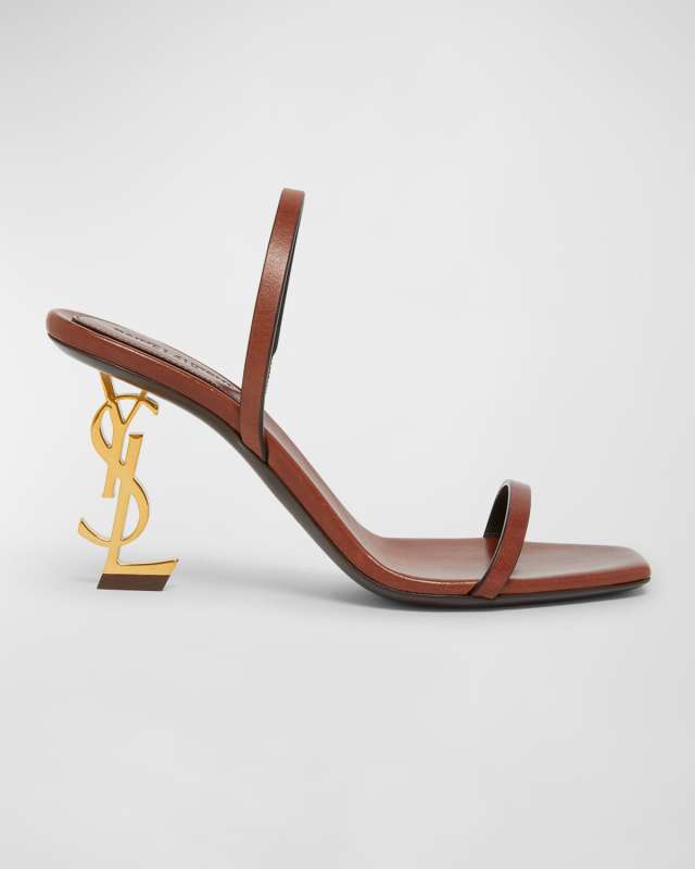 Opyum Leather YSL-Heel Slide Sandals