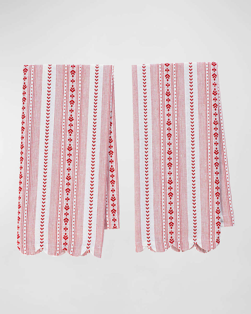 Villa Stripe Ruby Kitchen Towel, Set of 2
