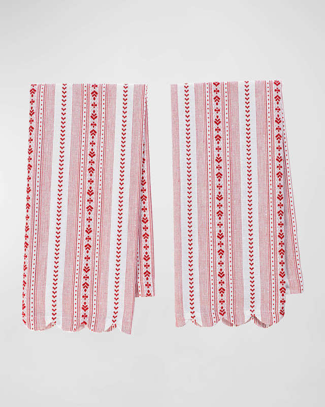 Villa Stripe Ruby Kitchen Towel, Set of 2