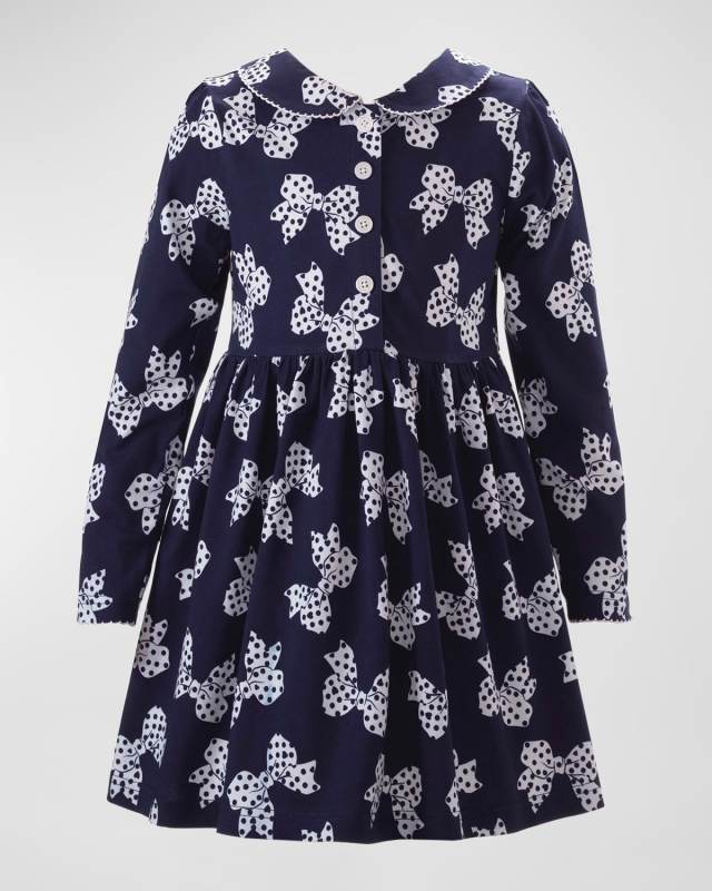 Girl's Polka Dot Bow Dress, Size 2-10