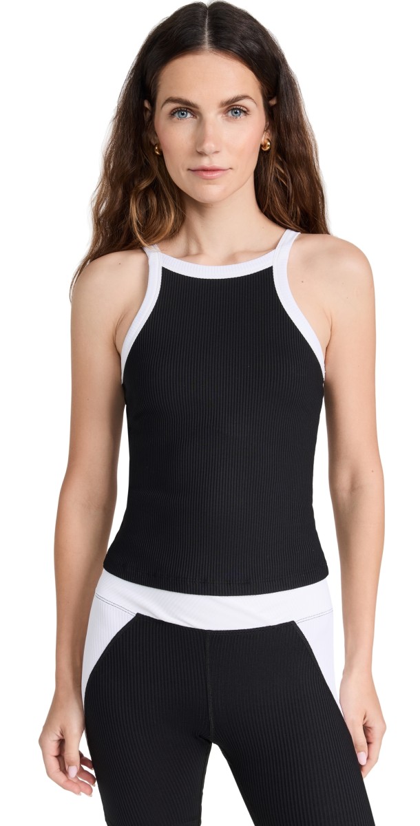Year of Ours Margot Cropped Tank Black/White