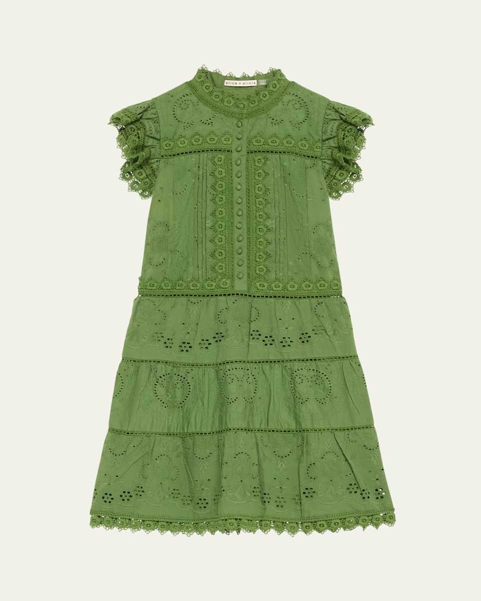 Marina Tiered Embroidered Mini Dress