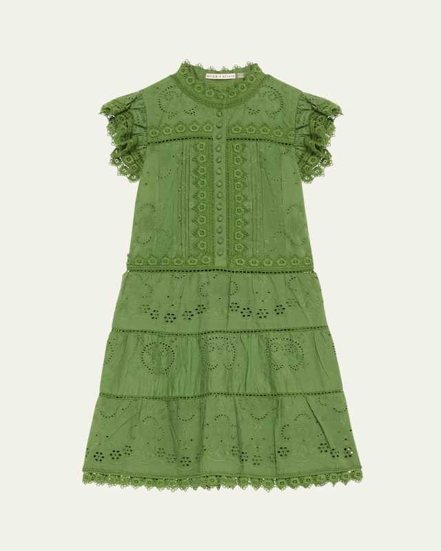 Marina Tiered Embroidered Mini Dress