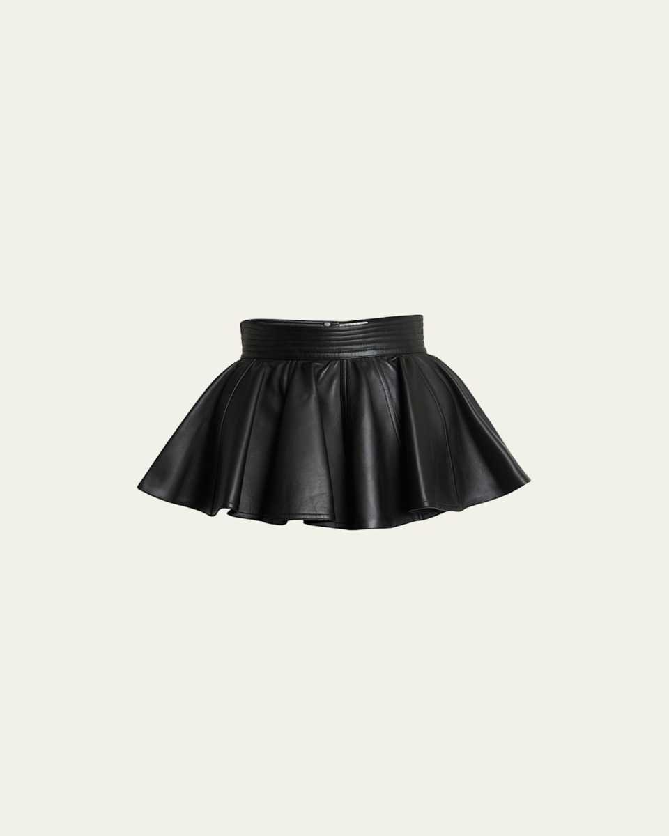 Flared Leather Belt Skirt