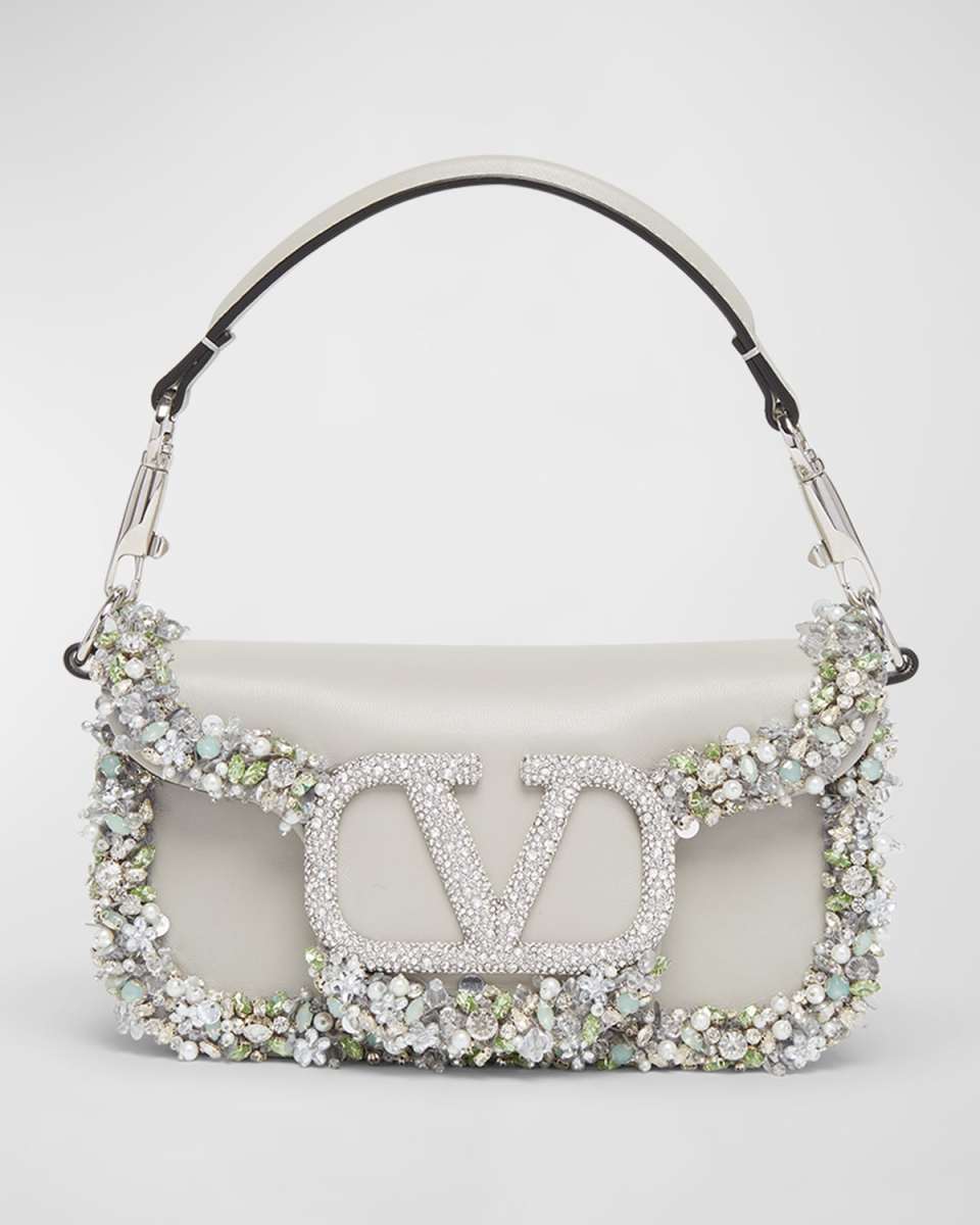 Loco Small Jeweled Leather Shoulder Bag