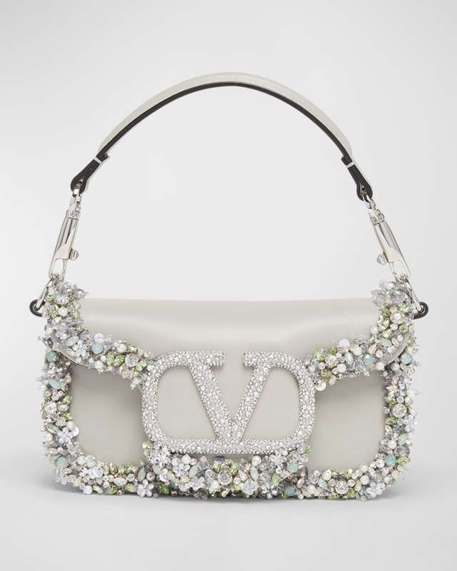 Loco Small Jeweled Leather Shoulder Bag