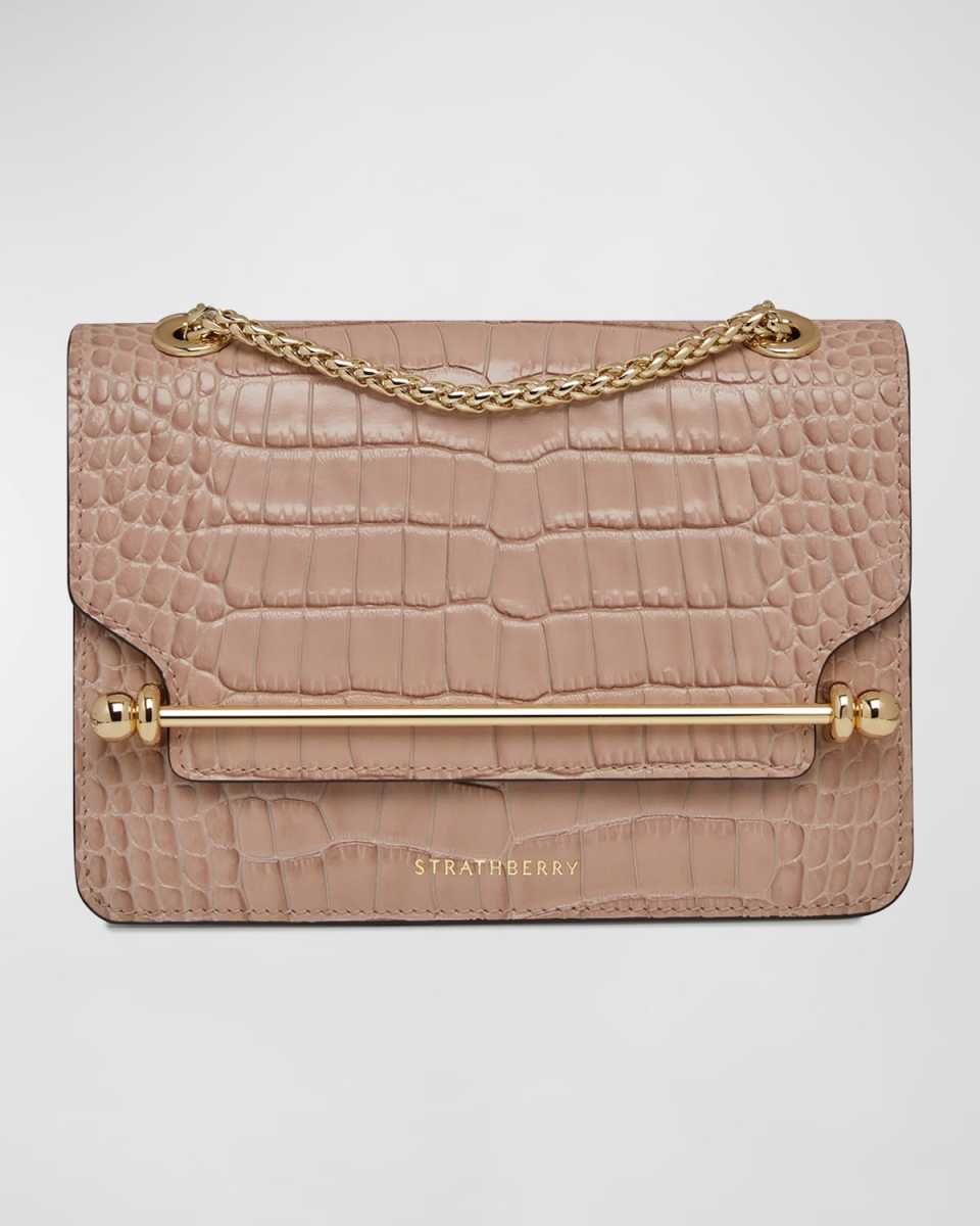 Mini East-West Croc-Embossed Leather Crossbody Bag