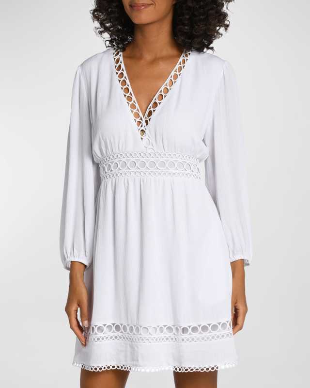 Illusion V-Neck Mini Dress