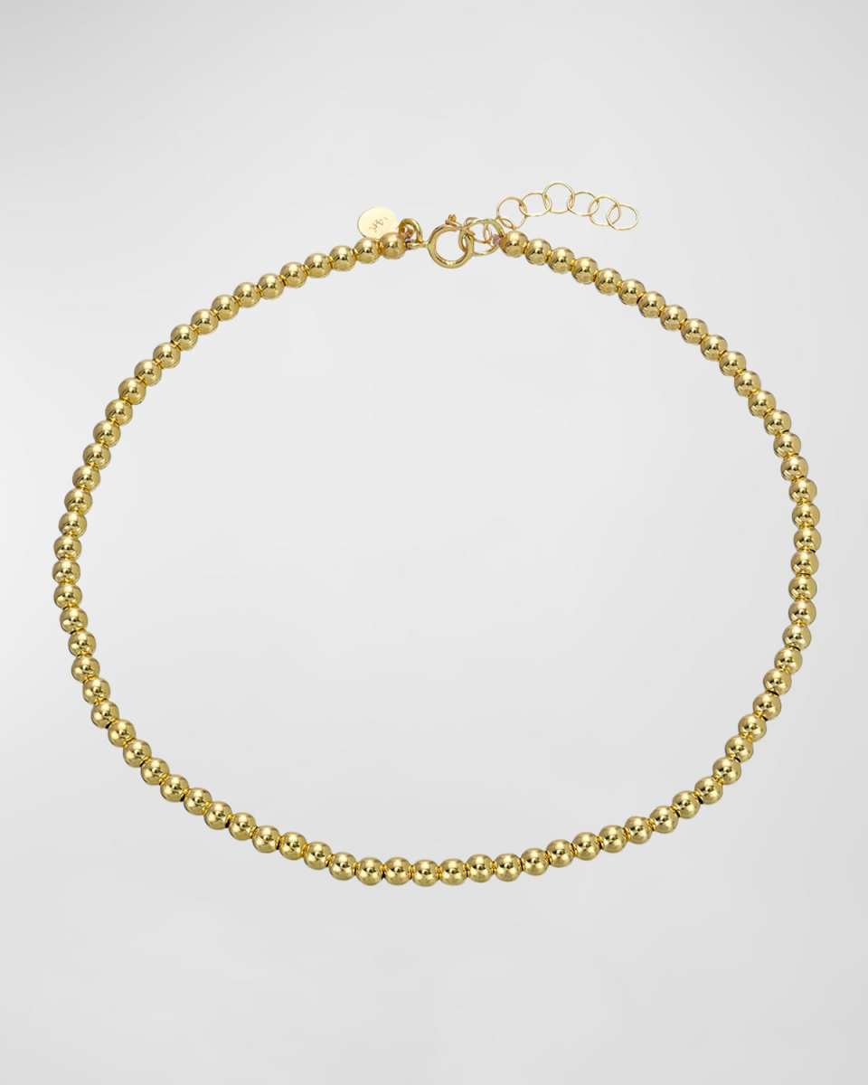 14K Gold Beaded Anklet