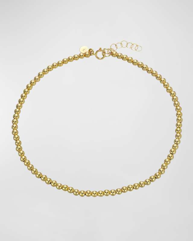 14K Gold Beaded Anklet