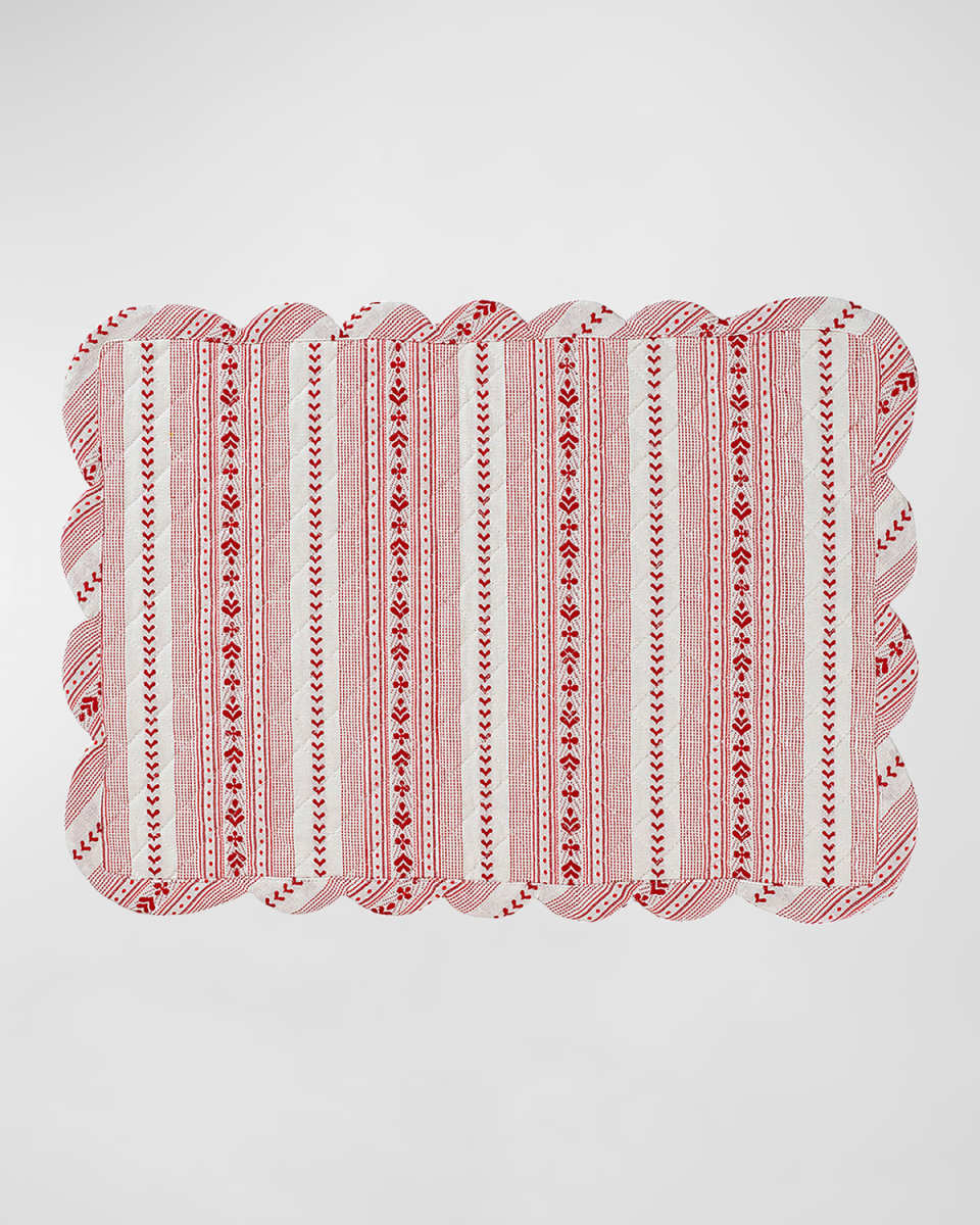 Villa Stripe Ruby Quilted Placemat