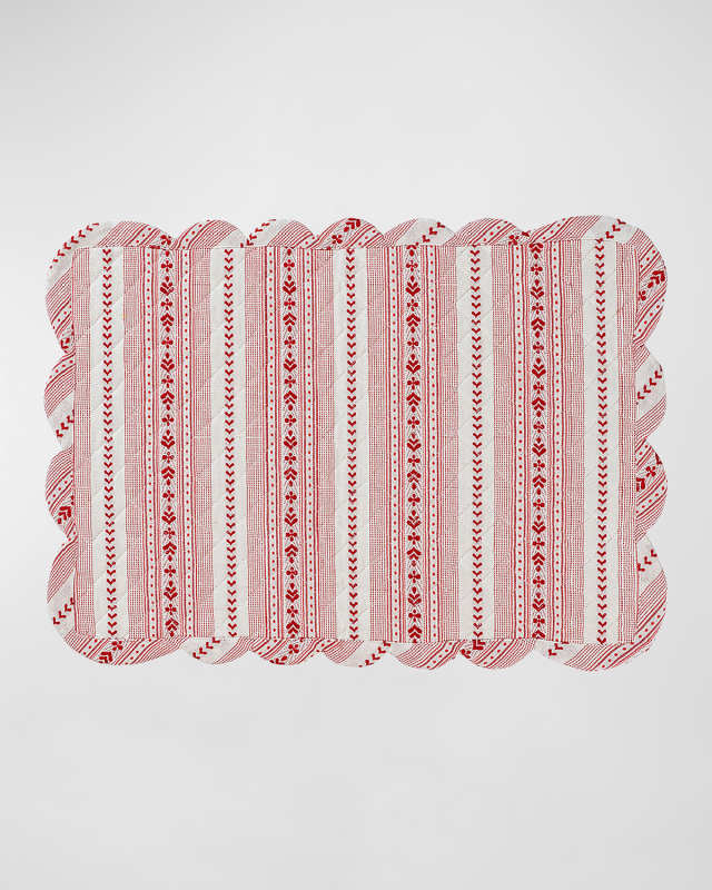 Villa Stripe Ruby Quilted Placemat
