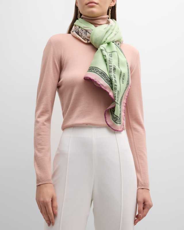 Italy Print Cashmere & Silk Square Scarf