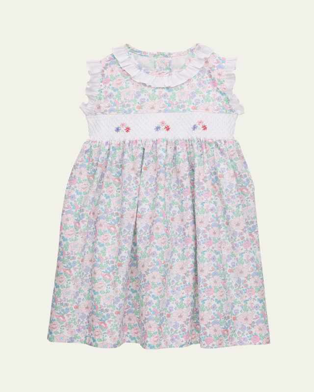 Girl's Cherry Embroidered Collared Dress, Size 12M-10