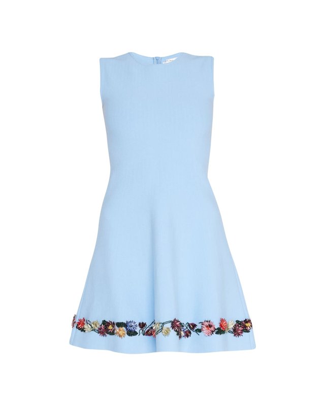 Floral Crystal-Embroidered Fit-and-Flare Mini Dress