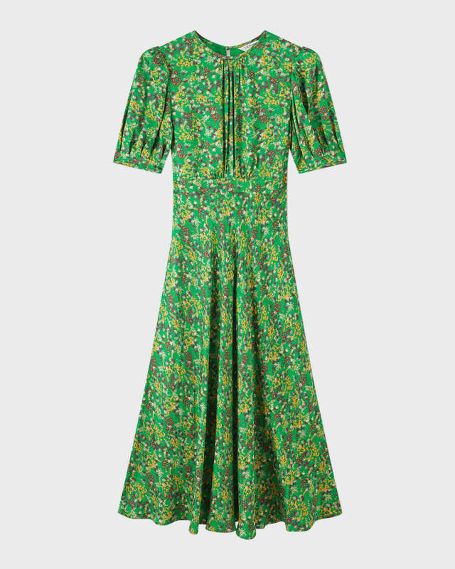 Jem Floral-Print Puff-Sleeve Midi Dress